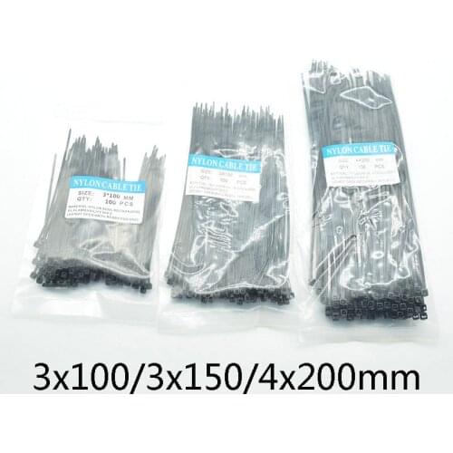 100 Pcs Nylon Cable Self-locking Plastic Wire Zip Ties Set 3*100/3*150/4*200 MRO & Industrial Supply Fasteners & Hardware Cable