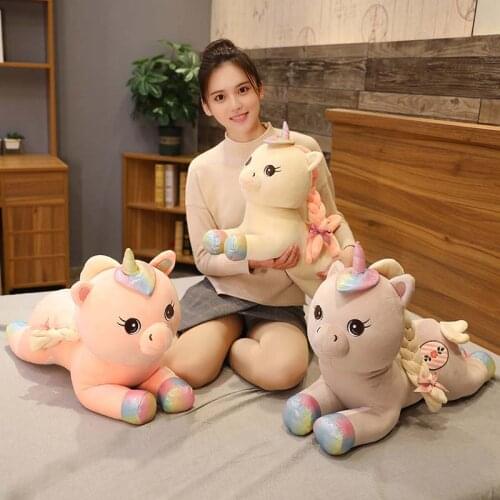 40-60cm Flower braid Giant Kawaii Unicorn Plush Toys Soft Stuffed Unicorn Soft Pillow Dolls Lovely Animal Horse Gift Kids Girls
