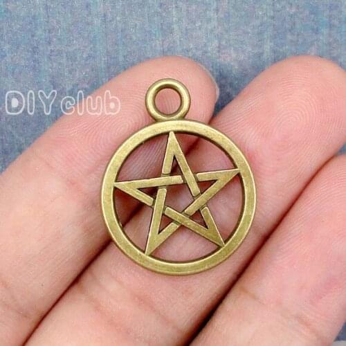 40pcs-Supernatural Pentagram Charms, Antique Bronze Tone Pentagram charm pendants,Pentacle, Star, DIY Supplies 26x21mm