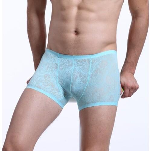 5pcs wholesale-Flat angle ultra-thin breathable cool comfortable silk lace authentic mens underwear