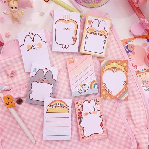 50pcs/pack Mini Kawaii Rabbit Memopads notas Non-sticky For Student And Office Staff 6*9cm