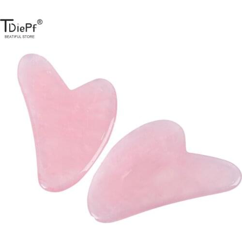 Rose Quartz Jade Guasha Board Neck Body Acupuncture Spa Acupuncture Scraper Therapy Natural Stone Scraper Chinese Gua Sha Tools