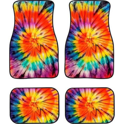 Aimaao Tie Dyeing Car Floor Mats 4 PCS/Set Colorful Fashion Universal Fit Auto Floor Mat Carpet For Volvo Xc90 Toyota VW