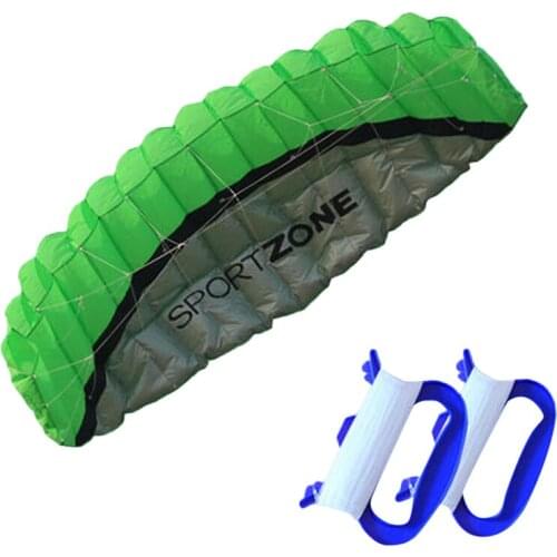 Free shipping 2.5m green dual line parafoil kite nylon Parachute Sports Beach Kite toys for children Easy To Fly adult kites new
