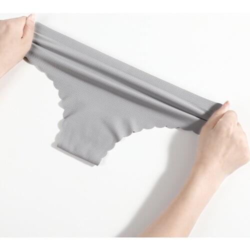 Seamless Panties For Women Ice Silk G-string Sexy Women Thongs Female Underwear Solid Large Size Low-Rise Lingerie Panty