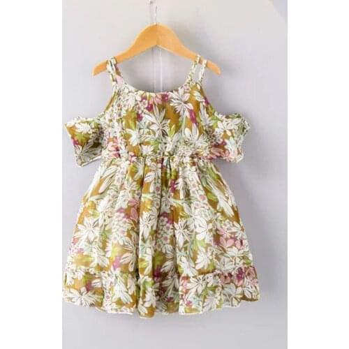 2019 Kids girls summer sling dress children fashion sleeveless floral print chiffon dress for girls 3-8 years