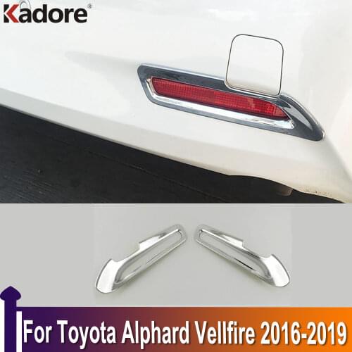For Toyota Alphard Vellfire 2016 2017 2018 Chrome Rear Fog Light Cover Trim Tail Foglight Lamps Hood Protection Accessories