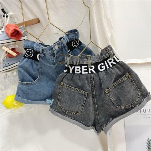2020 Girl Summer Jeans Smile Baby Kids Children Denim Shorts Two Colors