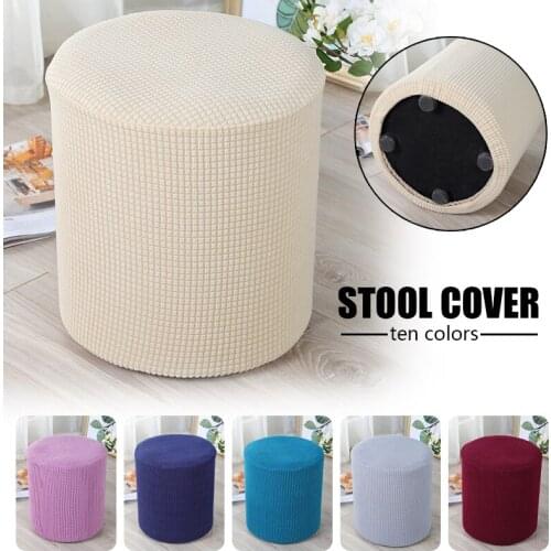 Elastic Round Ottoman Slipcover Footstool Protector Removable Washable Stretch Cover Chairs Sofa Foot Cover For Living Room