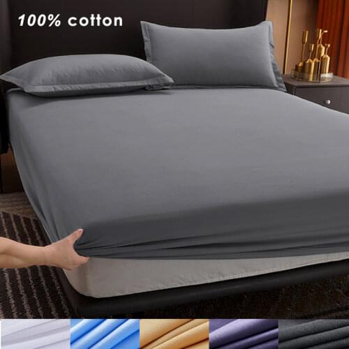 100% Cotton Fitted Sheet with Elastic Bands Non Slip Adjustable Mattress Covers for Single Double King Queen Bed,150/180/200cm