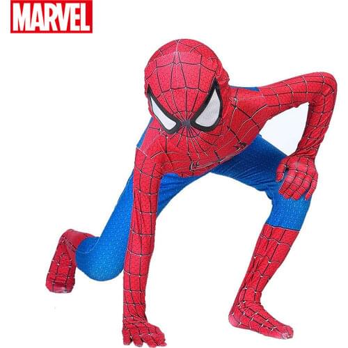 Marvel Spiderman Into The Spider-Verse Superhero Bodysuit with Mask Halloween Cosplay Costume Suits Jumpsuit for Childrens Gift
