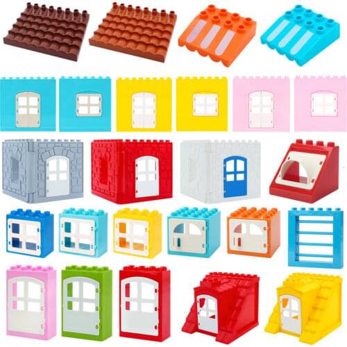 Big Building Blocks Dolls Home Roof Wall Window Door Compatible Large Bricks City Children Kids Assemblable Educational Toys