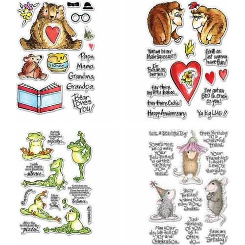 Bear Orangutan Frog Mouse Mixed Sentence Clear Silicone Stamp Scrapbooking Card Album Making Crafts Embossing Transparent Stamp