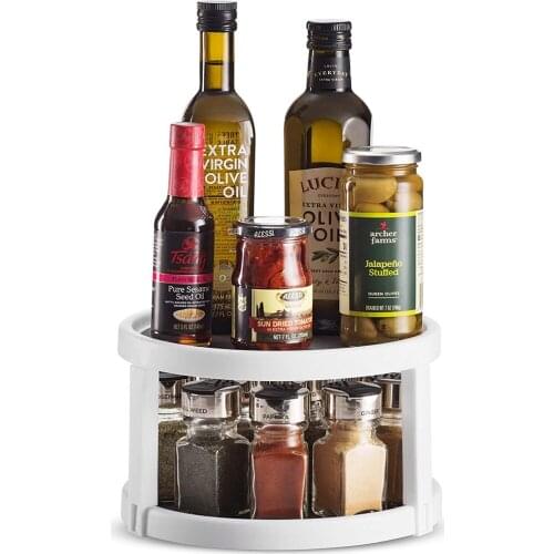 Multifunctional 360 Degree Rotating Non-Skid Spice Rack Cabinet Turntable Home Kitchen Storage Organizer Tray