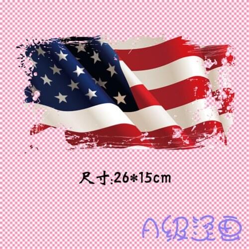 USA Flag Heat Transfer Clothes Sticky PET Material Large Washable Powder Pasta Iron on Patches DIY for clothing BJ0470