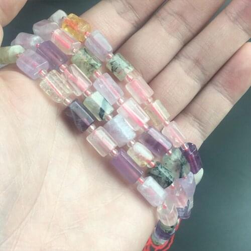 Natural Faceted Gem Mixed Quartz Stone Beads Cylinder Loose Spacer Beads For Jewelry Making DIY Bracelet Accessories 7.5'Strand