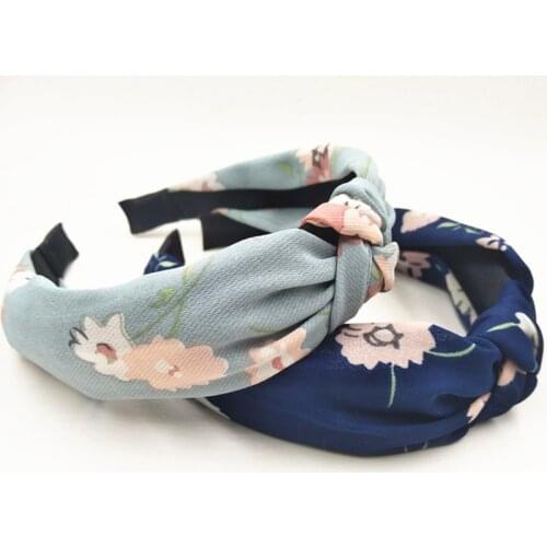 Cute Cartoon Print Hairband Knot for Women Headwear Wide Silk Satin Headband Outdoor Dress Match Hair Ornament Headband Adults