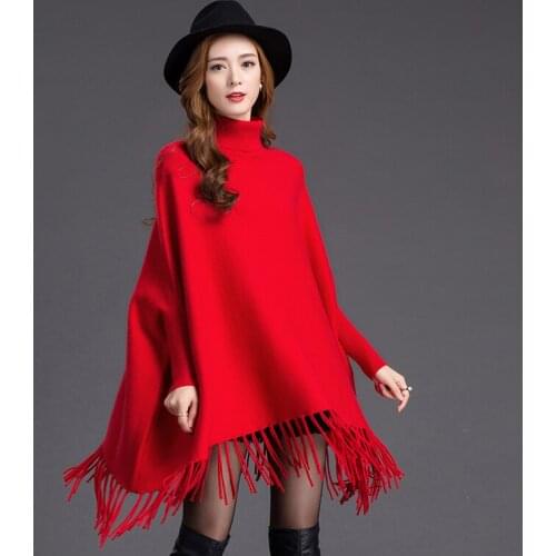 Europe America New Winter Solid Color Poncho Lady Elegant Long Fringle Chal Stole Tippet Pashmina Thick Warm mantilla Echarpes