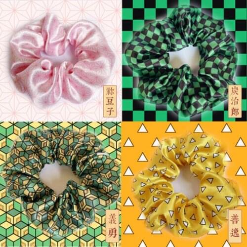 Demon Slayer Cosplay Large Intestine Hair Ring New Head Rope French ins Style Girls Hair Band Gifts For Girls