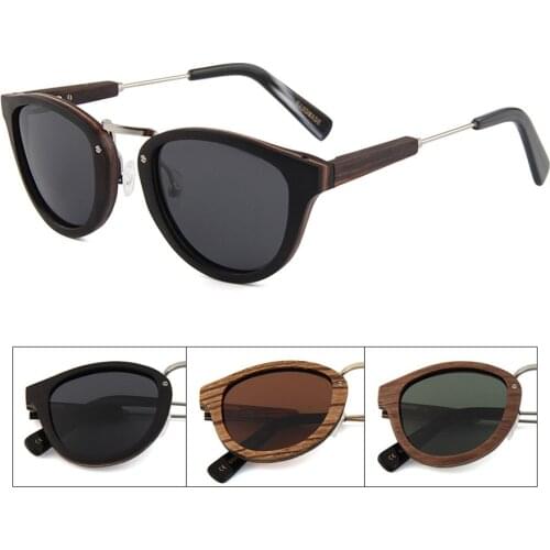Ebony Wood Sunglasses 100% Polarized Shades For Men Women UV400 Walnut Female Vintage Glasses Female