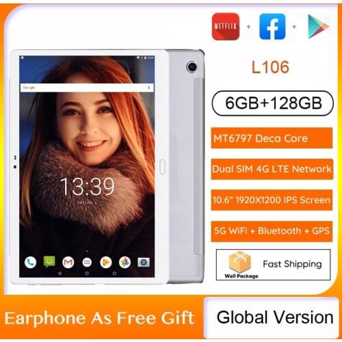 New Arrival Tablet PC 10.6 inch MT6797 X25 Deca Core 6GB+128GB 1920*1200 2.5K IPS Screen 13.0MP Dual 4G LTE Android Tablets 10.1