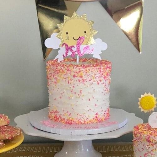 Custom name glitter Sunshine cake topper, My little sunshine cake topper, Personalized Sun birthday party cupcake topper