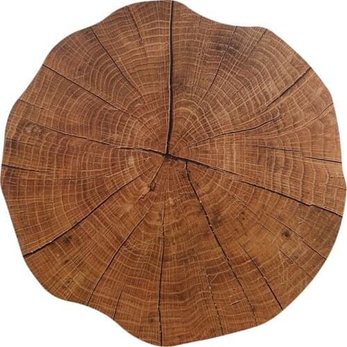Wood Grain Pattern PVC Placemats Round Hollow Waterproof Non-slip Table Mats Heat-insulated Pad Dinner Placemat Table Decoration