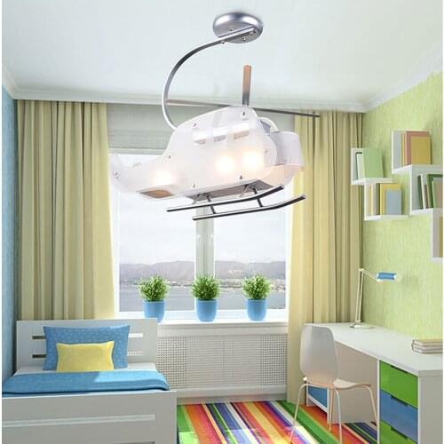 Frosted glass light aircraft Led Pendant light children toy creative iron pendant light child led lamp