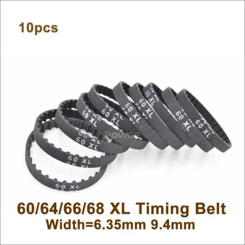 POWGE 60/64/66/68 XL Timing Belt W=6.35mm 9.4mm Perimeter 152.4/162.56/167.64/172.72mm Rubber XL Belt Inch Trapezoid