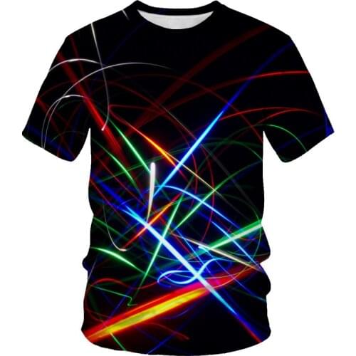 European and American men/women 3DT shirt summer fashion printing color block 3D short sleeve shirt round neck hip hop shirt