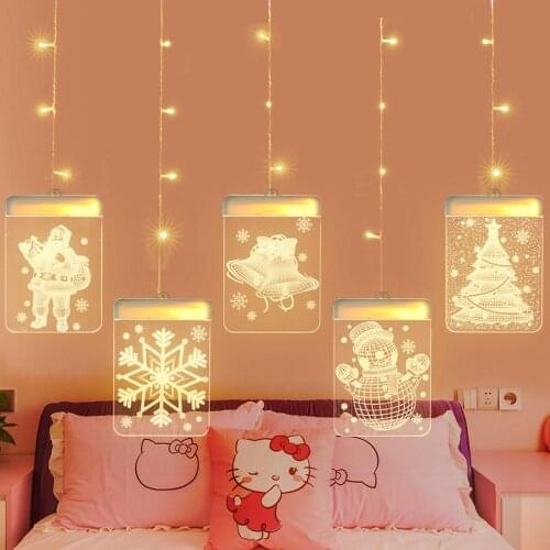 Santa Claus Snowflake Tree USB Christmas Light Merry Christmas Decor for Home Christmas Ornaments Navidad 2020 New Year 2021