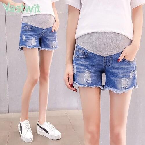 Pregnant Women Belly Shorts Summer Wear Maternity Hight-Waisted Denim Shorts New Summer Loose Short Pants for Pregnancy Clothes