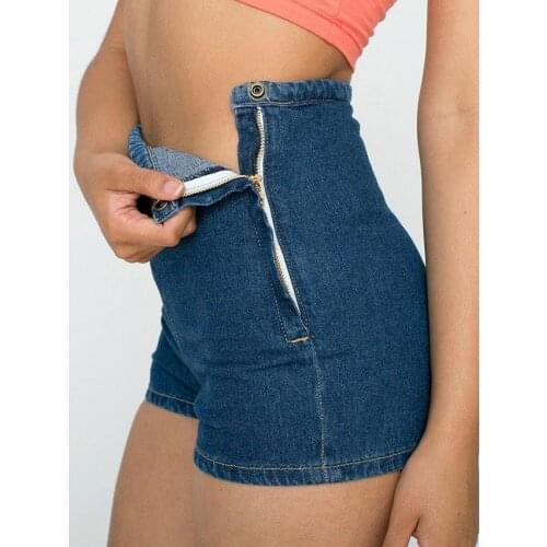 Hot Summer Women Slim High Waist Jeans Denim Tap Short Hot Shorts Tight A Side Button Invisible Zipper Sexy Shorts