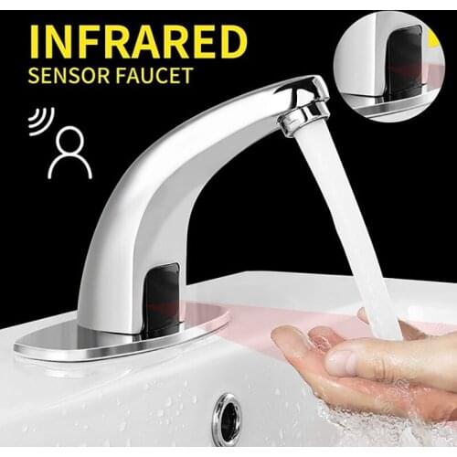 Smart Sensor Faucet Infrared Automatic Induction Tap Quality Brass Single Cold Tap Hotel Shopping Mall Bathroom Washbasin Faucet