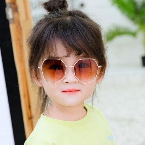 Metal Frame Polygon Kids Sunglasses For Boys Girls Cute Colorful Mirrors Eyeglasses Children Baby Sun-Shading Sun Glasses UV400