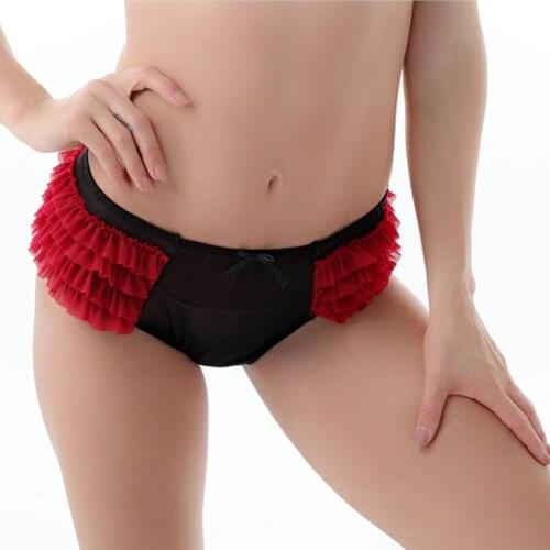 Women panties thong Adult women muliti layered mesh Ruffled panty,sexy women intimates underwear black color very big size