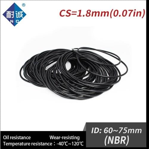 10PCS/lot Rubber Sealing O-Ring Black NBR CS1.8mm ID60/63/65/67/75mm Nitrile O Ring Gasket Oil resistant waterproof