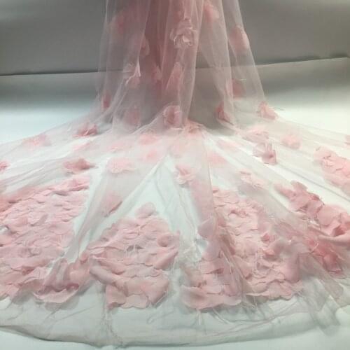 High Quality Tulle Lace 2021 Latest African Lace Fabric 3d Flower Applique Afican French Wedding Lace Fabric For 5yard M2587