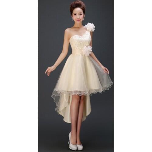 Women Short Tulle Homecoming Dresses High Low One Shoulder Graduation Dress Appliques Flowers Prom Party Gowns