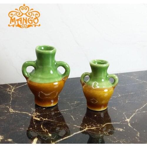 1/12 Dollhouse Miniatures China Porcelain Ceramic Vase Set 2pcs free shipping