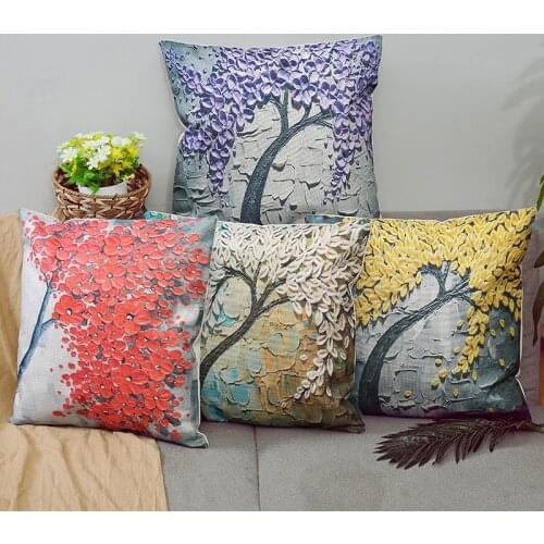 1Pcs Maple Pattern Cotton Linen Throw 45*45cm Pillow Tree Cushion Cover Car Home Sofa Decorative Pillowcase Love Throw Pillow