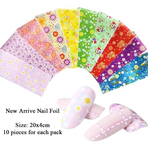 10PCS Nail Foil Sticker Set Holographic Starry Sky Adhesive Wraps Transfer Paper Marble Shining Nail Art Decal Gel Slider