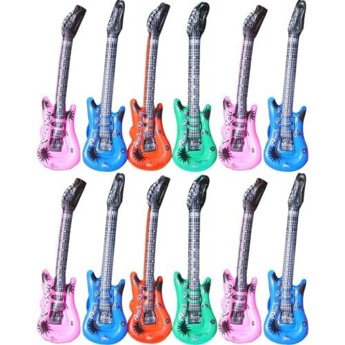 12Pcs Inflatable Guitar Shape Toys for Swimming Pool Party Wedding Anniversary Baby Shower Home Decorations Props Random Color