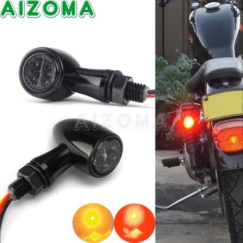 2pcs Retro Bullet Motorcycle Turn Signal Light LED Brake Light E13 Metal Shell For Harley Chopper Kawasaki Yamaha Suzuki Aprilia