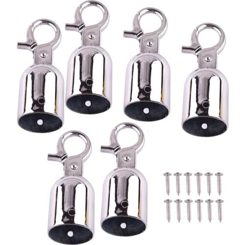 6Pcs Silver 25mm Rope Barrier Stopper Cord End Caps Heavy Duty Hanging Hook with Self Closing Clasp