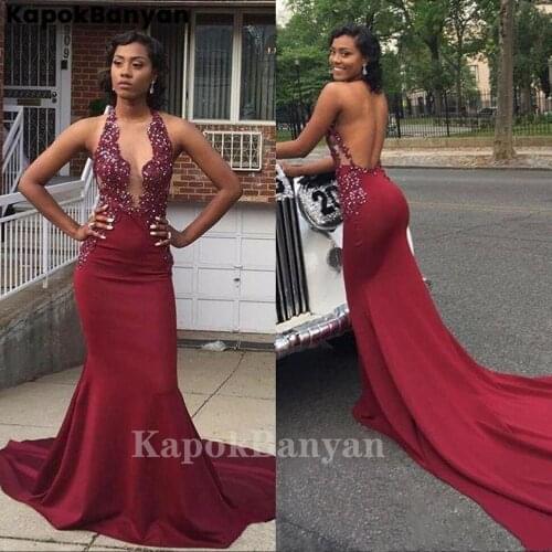 Illusion Transparent Mesh Scoop Neck Backless Satin Mermaid Prom Dresses Long Evening Gown