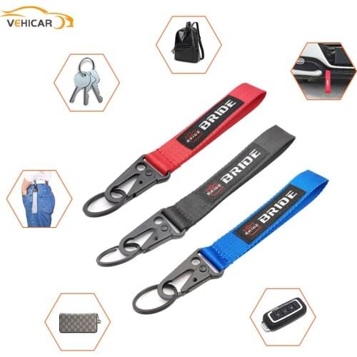 VEHICAR BRIDE Style Wrist Strap Lanyard Key Chain Racing Motor Keyring ID Holder Mobile Trailer belt with Carabiner