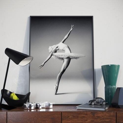 Black And White Elegant Ballet Dance Canvas Poster Prints Photo Nordic Style Girl Portrait Pictures For kids Room Mural