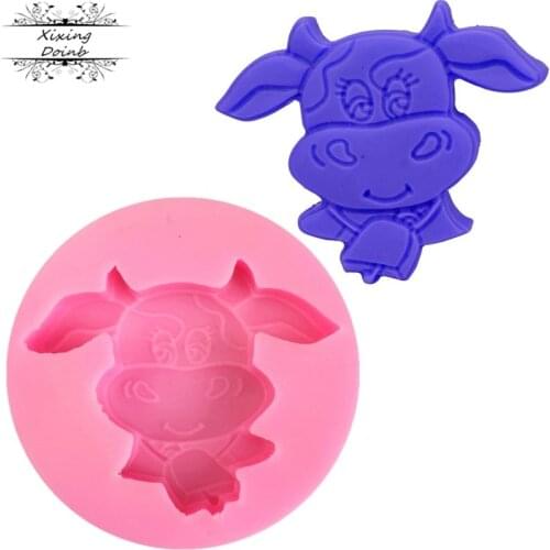 DIY cartoon cow shape silica gel mold biscuit cake decoration cooking model tool Candy Chocolate Mold