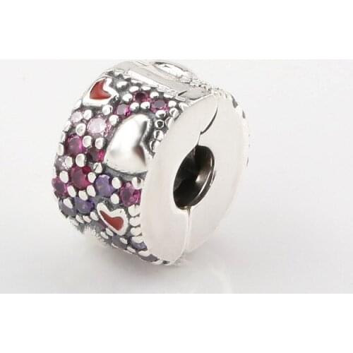 S925 sterling silver fixing clip love positioning buckle Beads Fit Original Bracelet Pendant DIY Jewelry Charms Gift